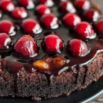 Chocolate Cherry Upside Down Cake 🍒🍫