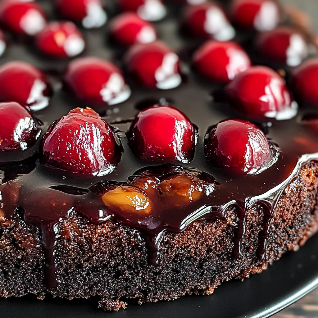 Chocolate Cherry Upside Down Cake 🍒🍫