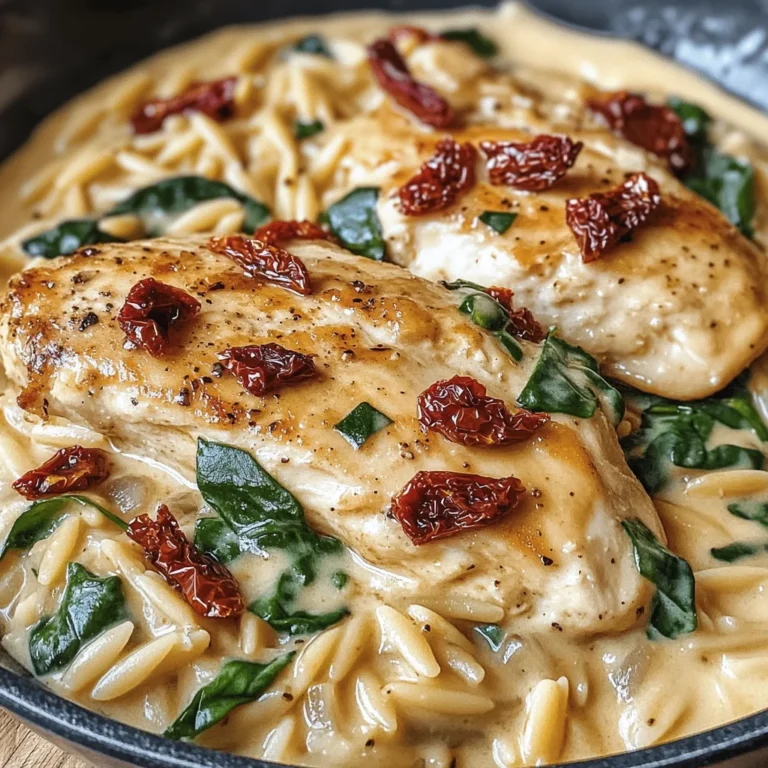 Creamy Tuscan Chicken with Orzo