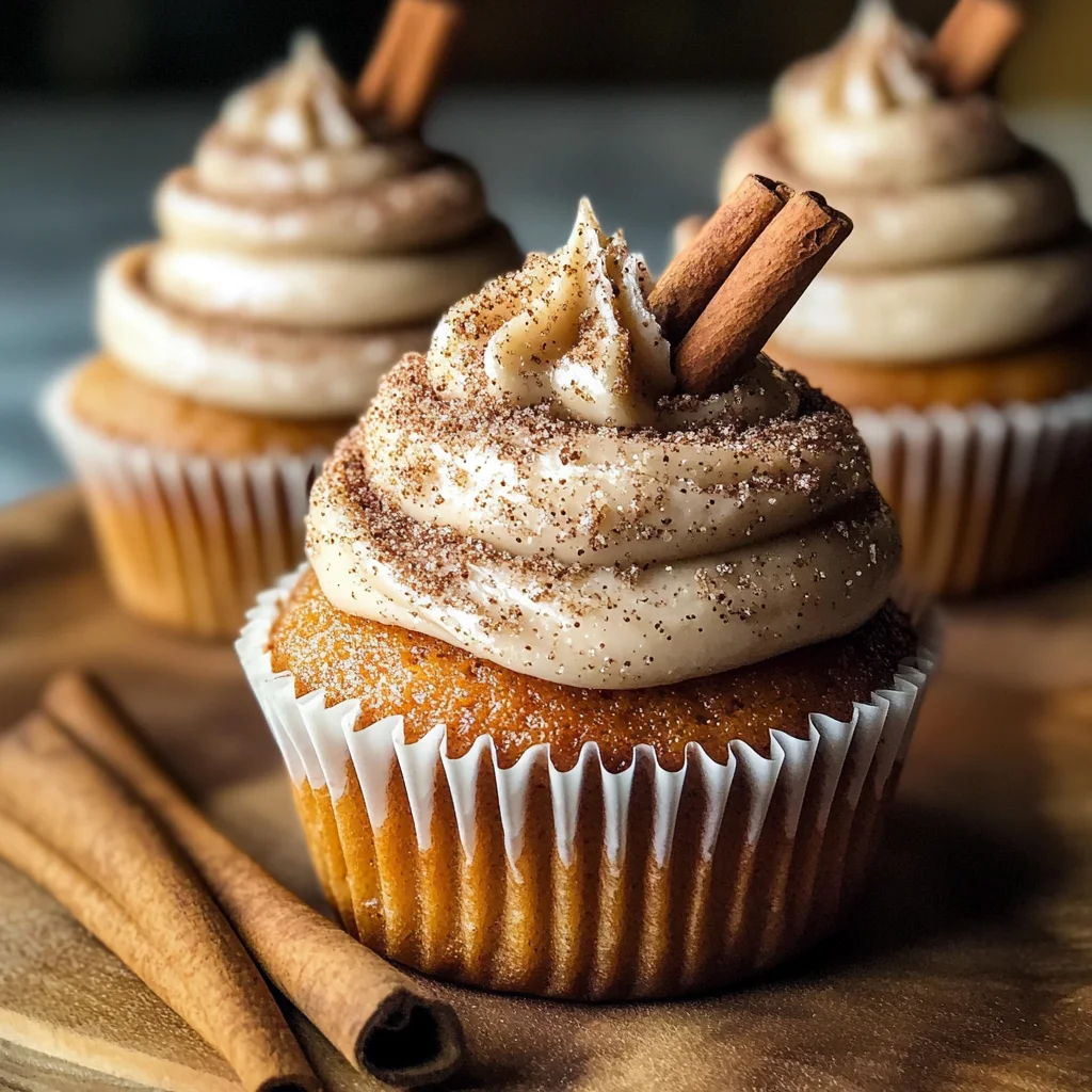 Vanilla Chai Pumpkin Latte Cupcakes with Cinnamon Brown Sugar Frosting