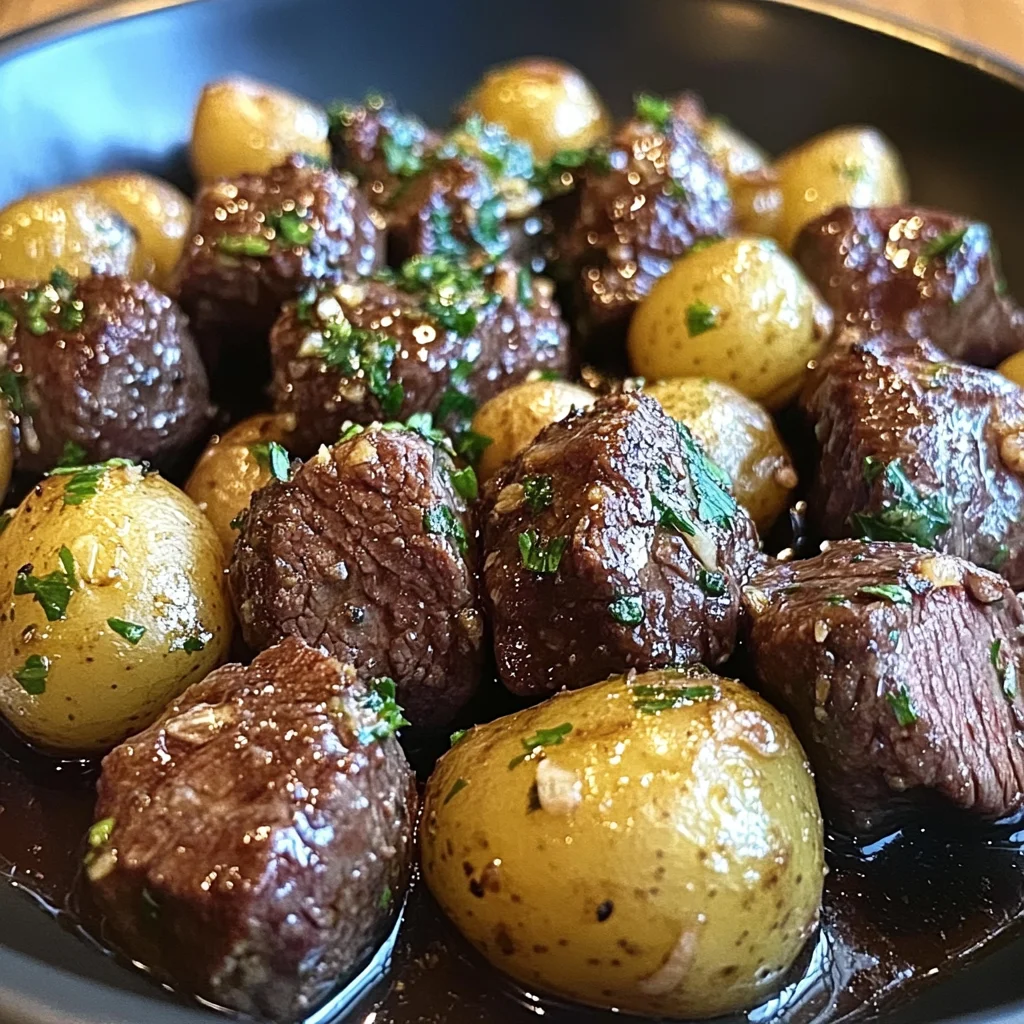 Garlic Butter Beef Bites with Potatoes