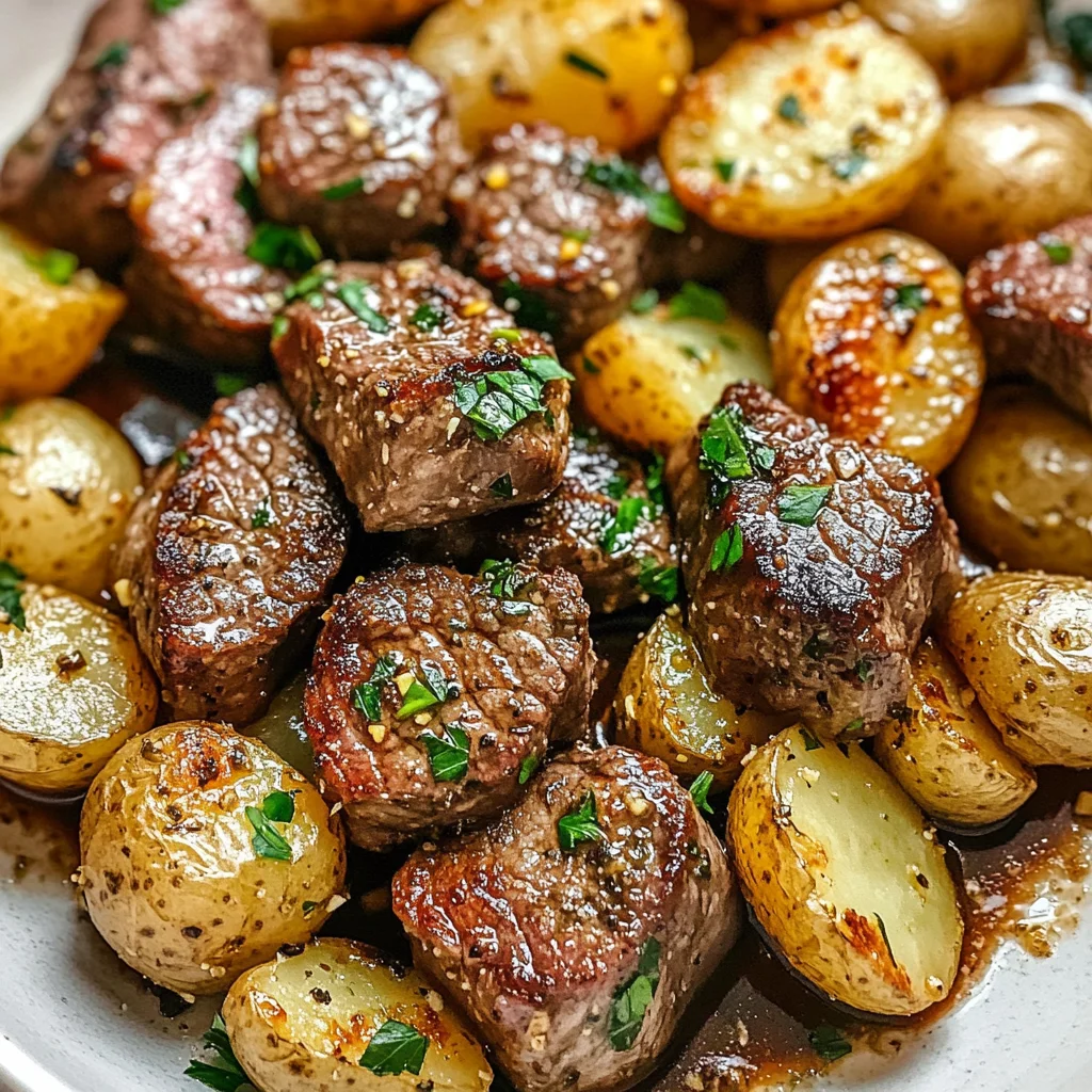 Garlic Steak Bites and Potatoes
