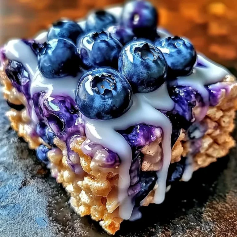 Blueberry Rice Krispies Treats with Vanilla Glaze
