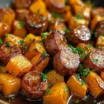Sausage and Sweet Potatoes with Honey Garlic Sauce