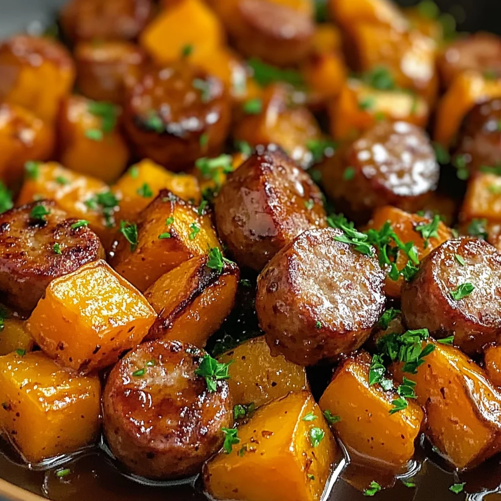 Sausage and Sweet Potatoes with Honey Garlic Sauce