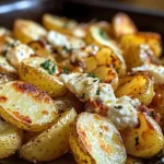 Roasted Potatoes in a Melted Goat Cheese Dressing Bliss
