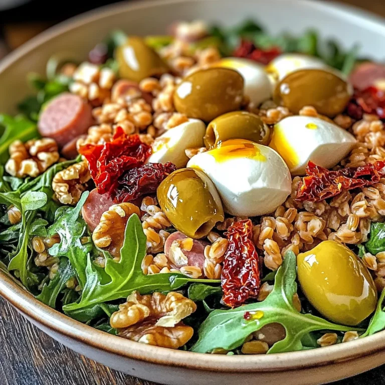 Zesty Antipasto Farro Salad with Sun-Dried Tomato Vinaigrette
