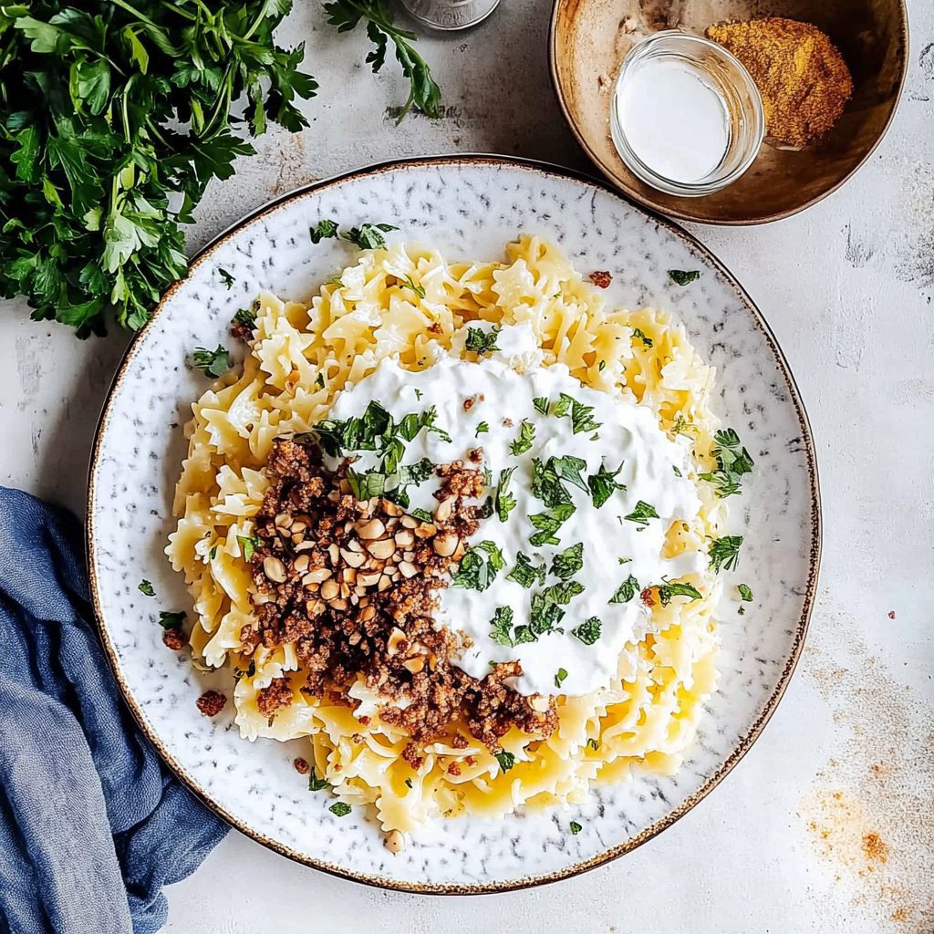 Quick & Flavorful 30-Minute Arabic Pasta with Yogurt Sauce