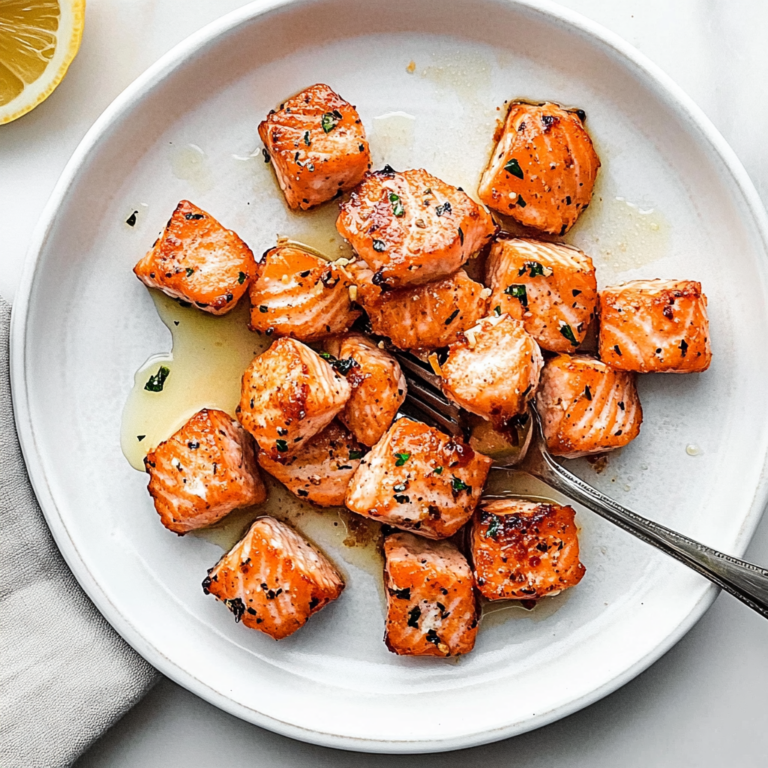 Savory Air Fryer Salmon Bites with Lemon Garlic Butter