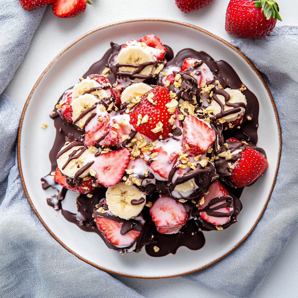 Irresistible Chocolate Strawberry Banana Yogurt Clusters
