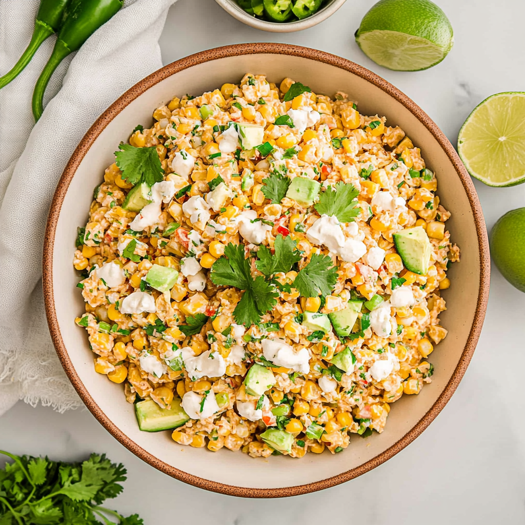 Flavorful Creamy Mexican Street Corn Salad with a Kick