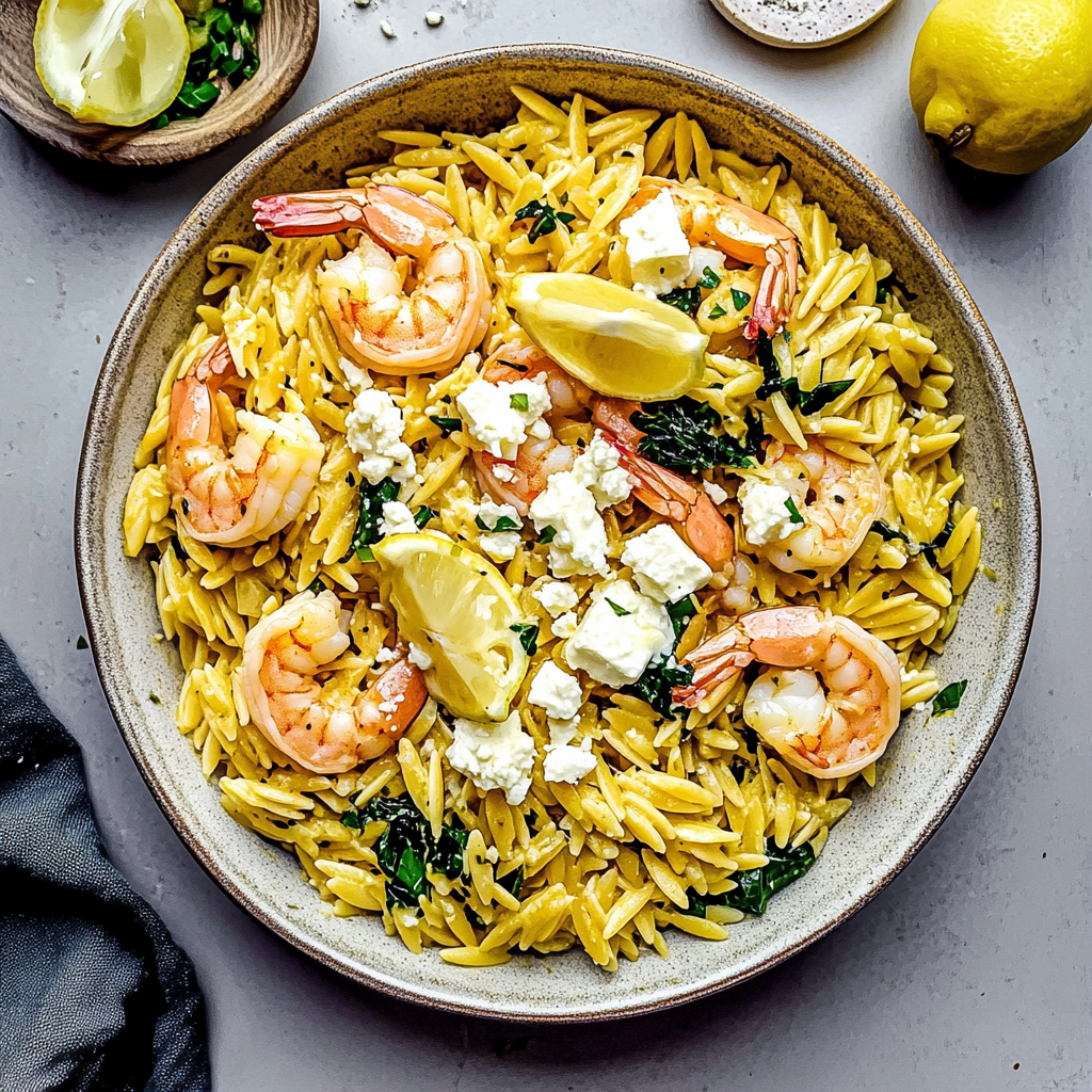 Discover Irresistible Lemon Feta Orzo Shrimp Today!