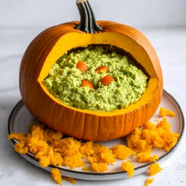 Spooky Throwing Up Pumpkin Guacamole Recipe for Halloween