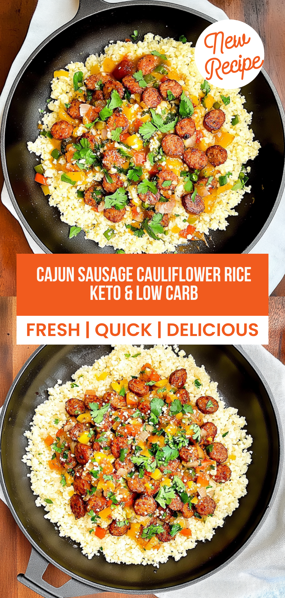 Cajun Sausage Cauliflower Rice (Keto & Low Carb)