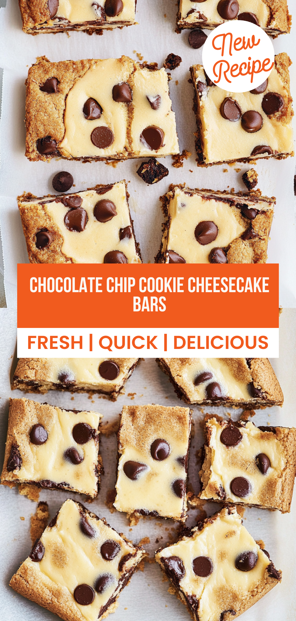 Chocolate Chip Cookie Cheesecake Bars