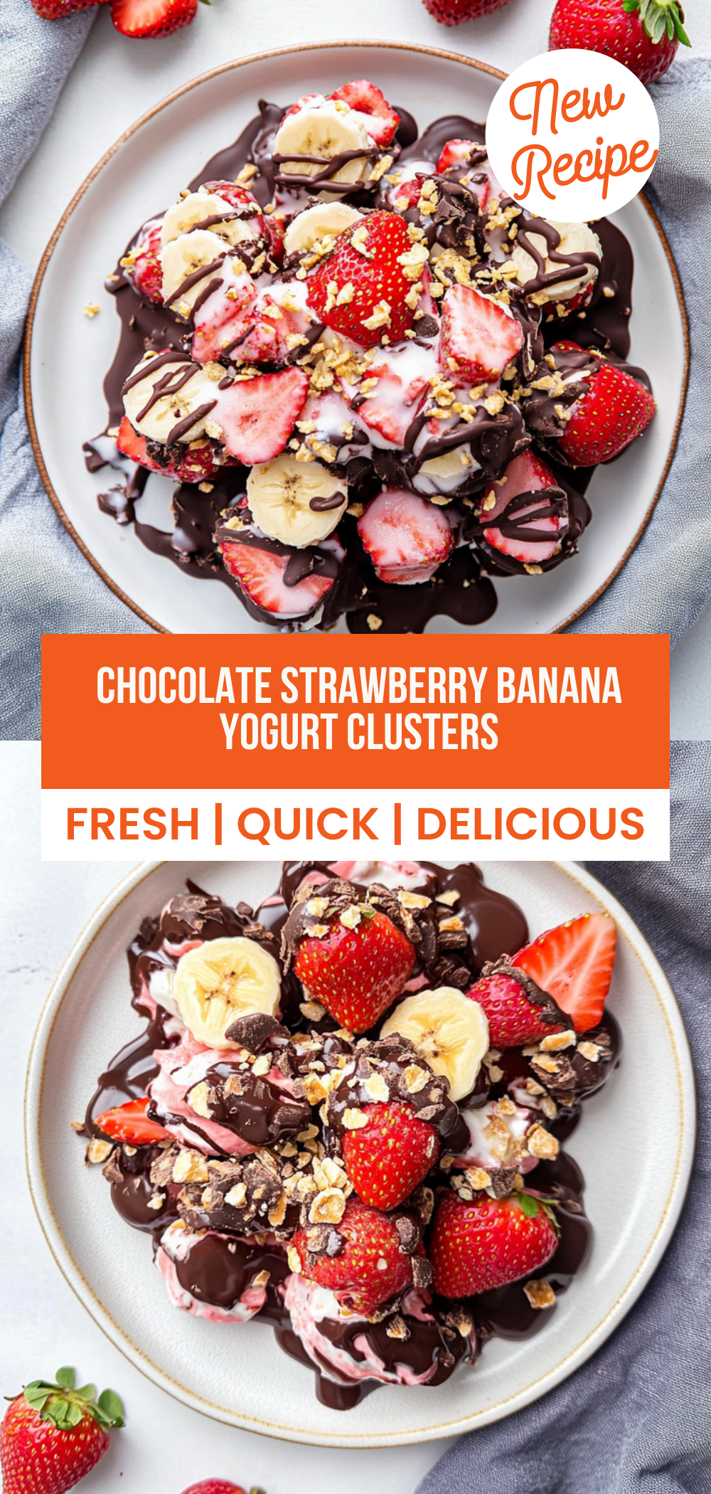 Chocolate Strawberry Banana Yogurt Clusters