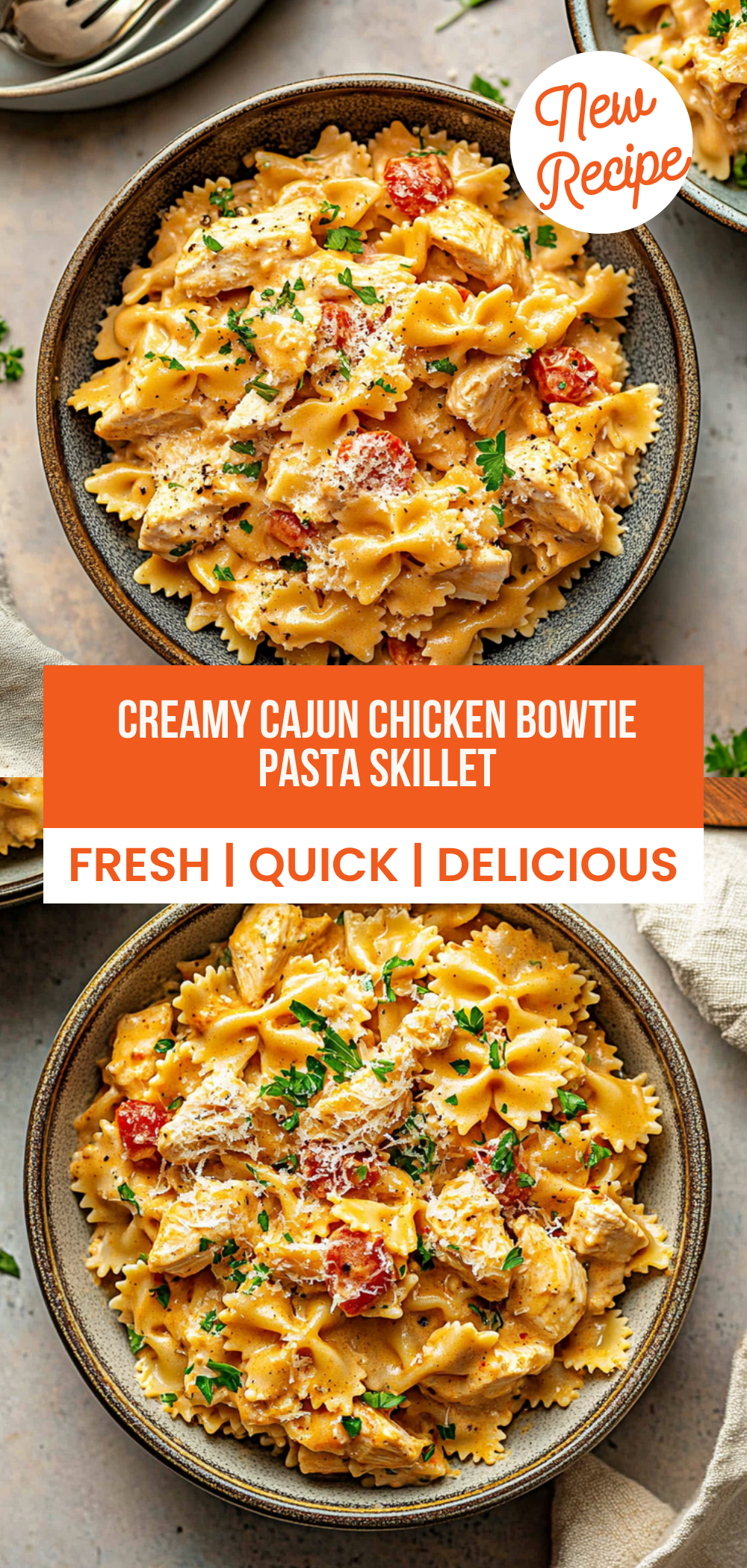 Creamy Cajun Chicken Bowtie Pasta Skillet