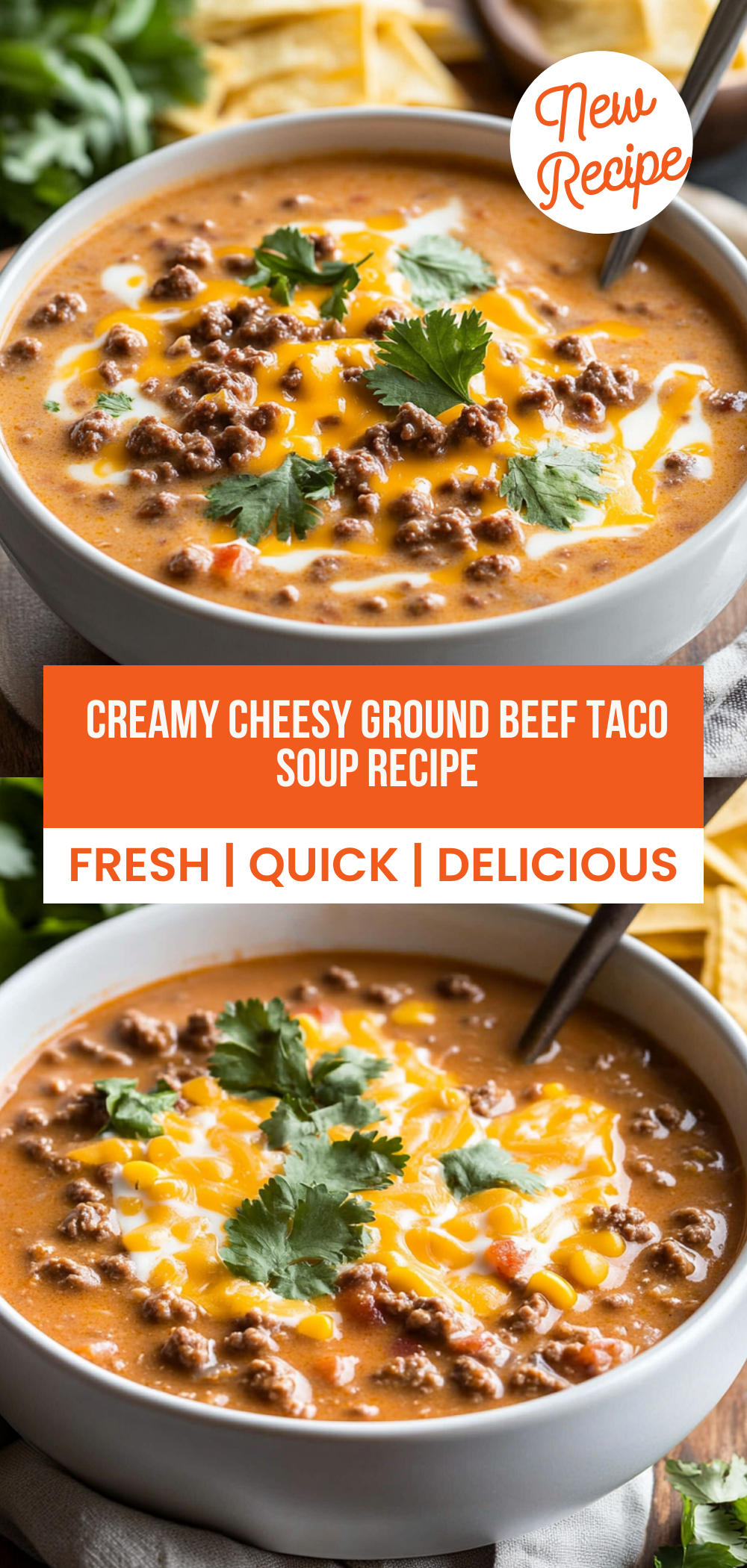 Creamy Cheesy Ground Beef Taco Soup Recipe
