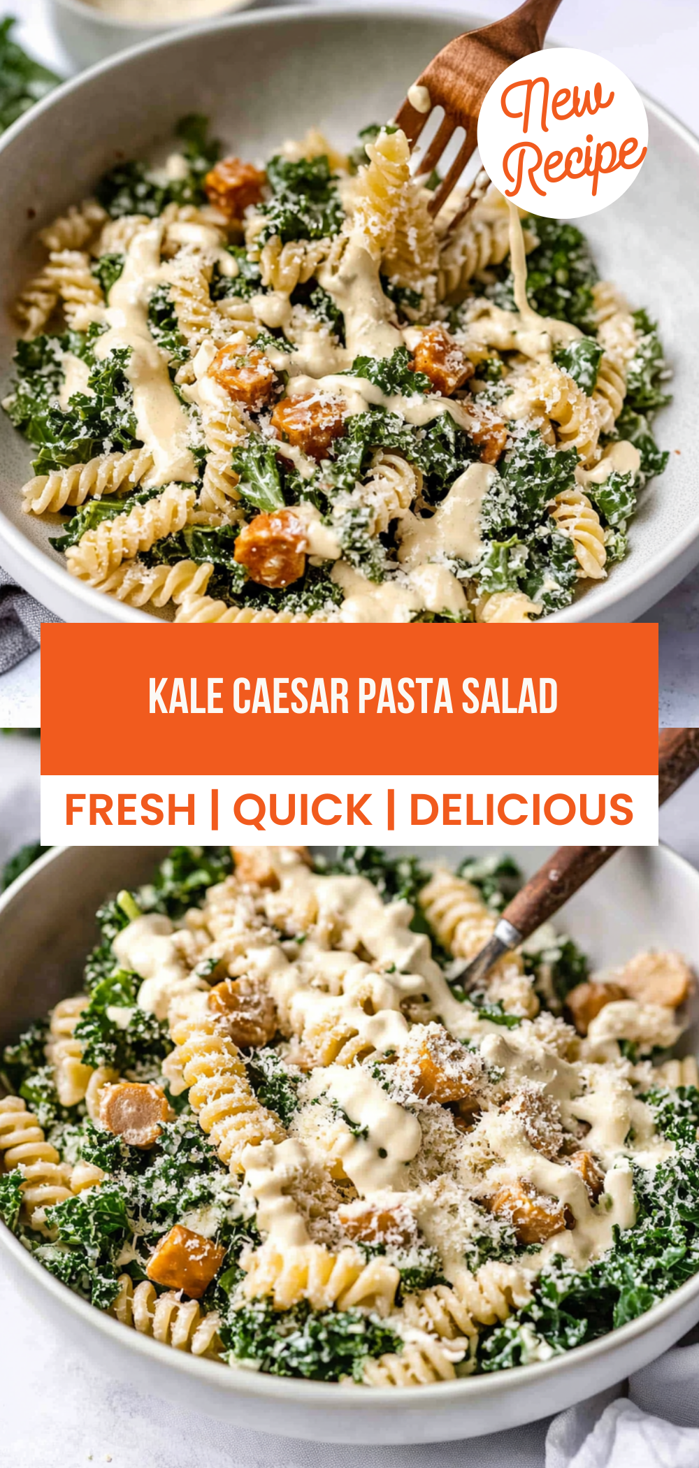 Kale Caesar Pasta Salad