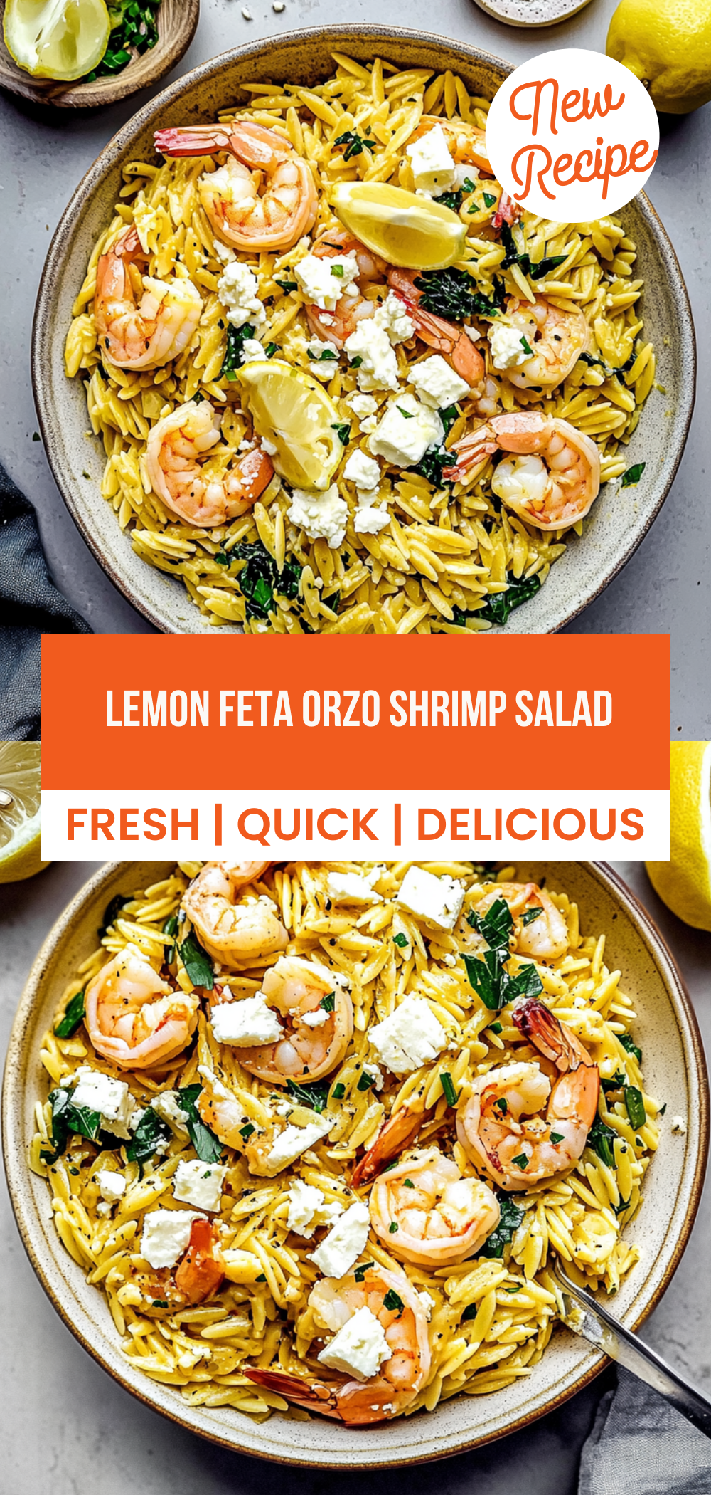 Lemon Feta Orzo Shrimp