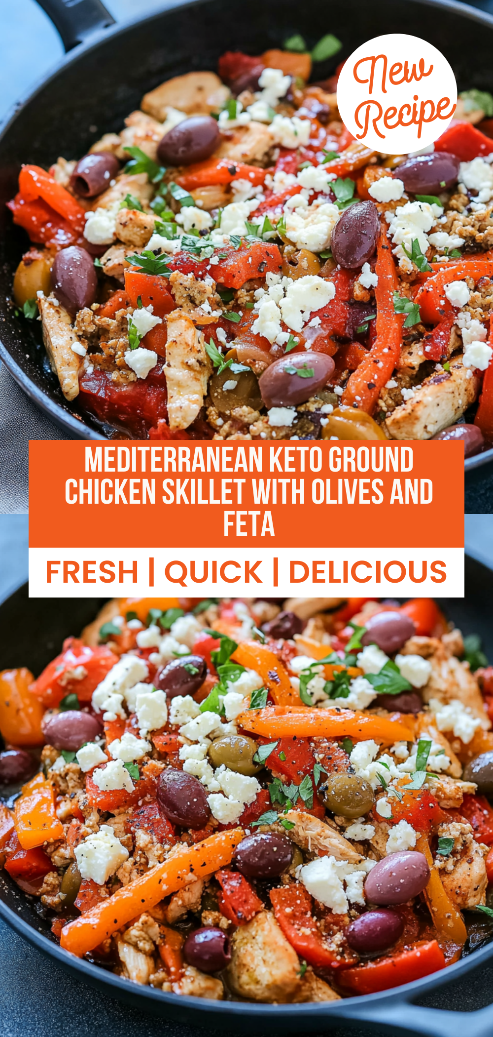 Mediterranean Keto Ground Chicken Skillet with Olives and Feta