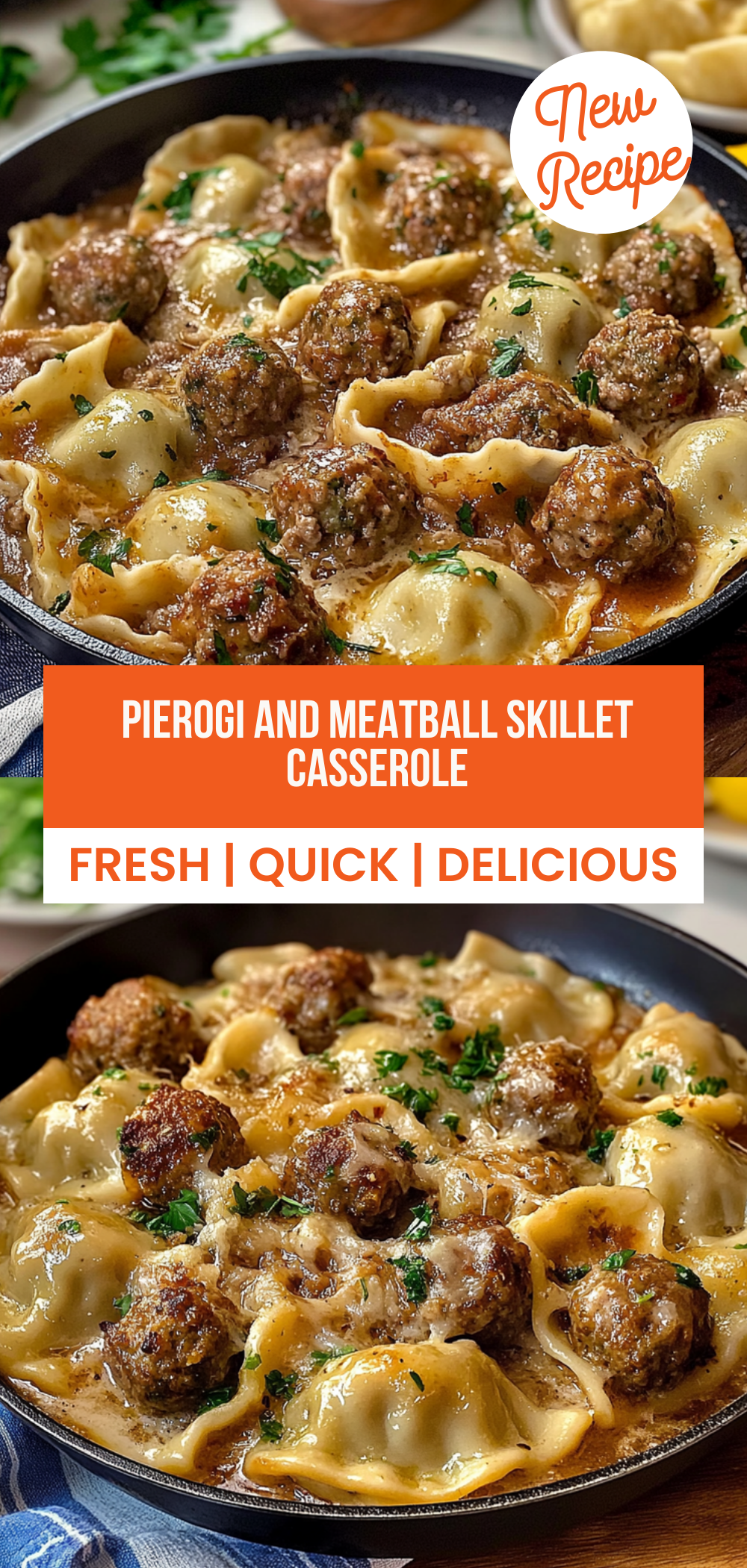 Pierogi and Meatball Skillet