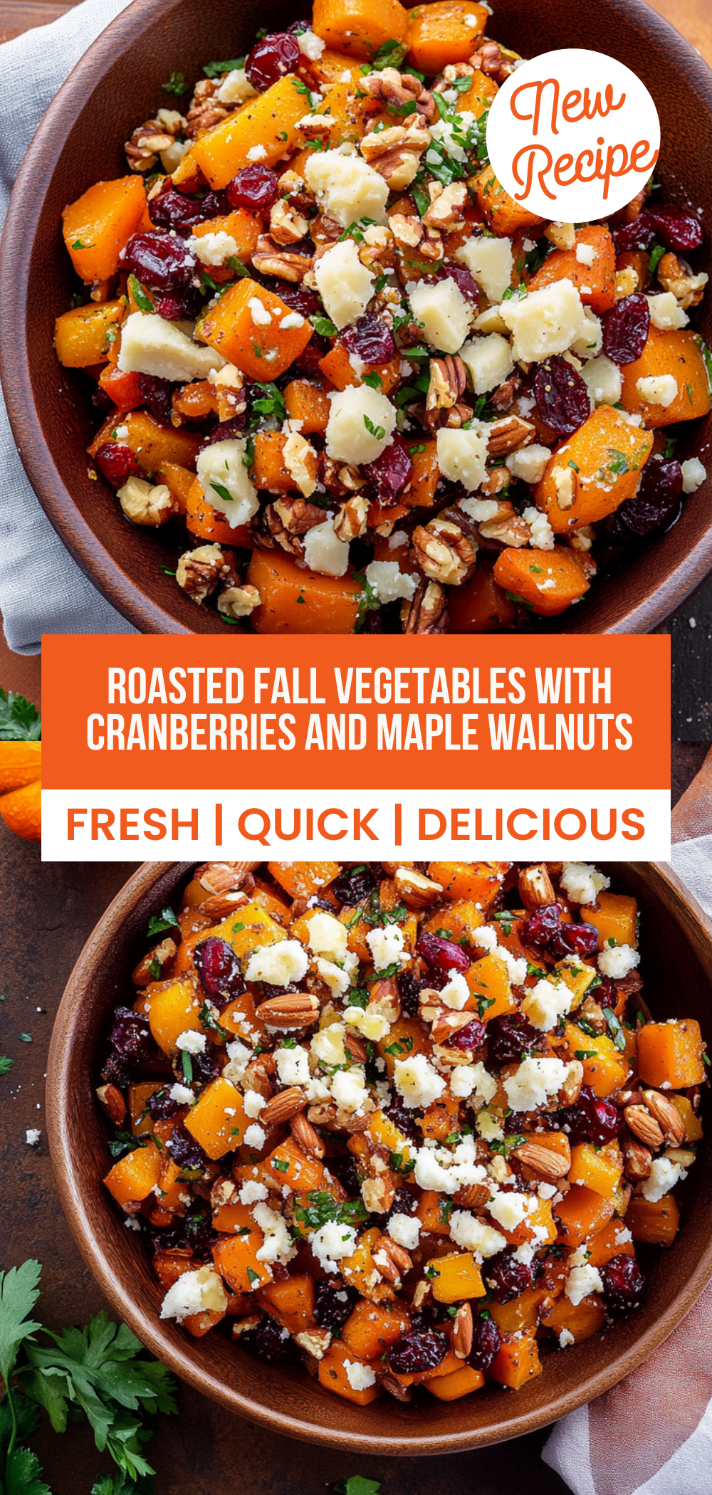Roasted Fall Vegetables with Cranberries and Maple Walnuts