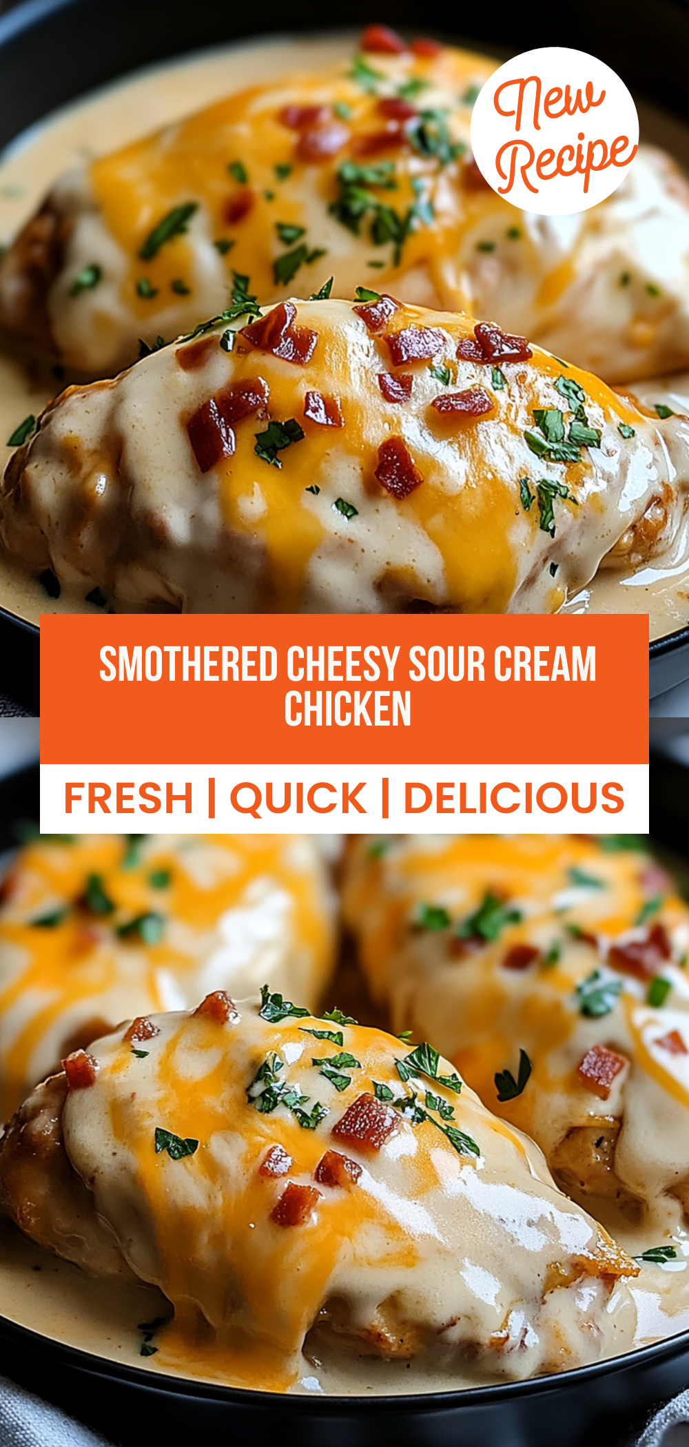 Smothered Cheesy Sour Cream Chicken