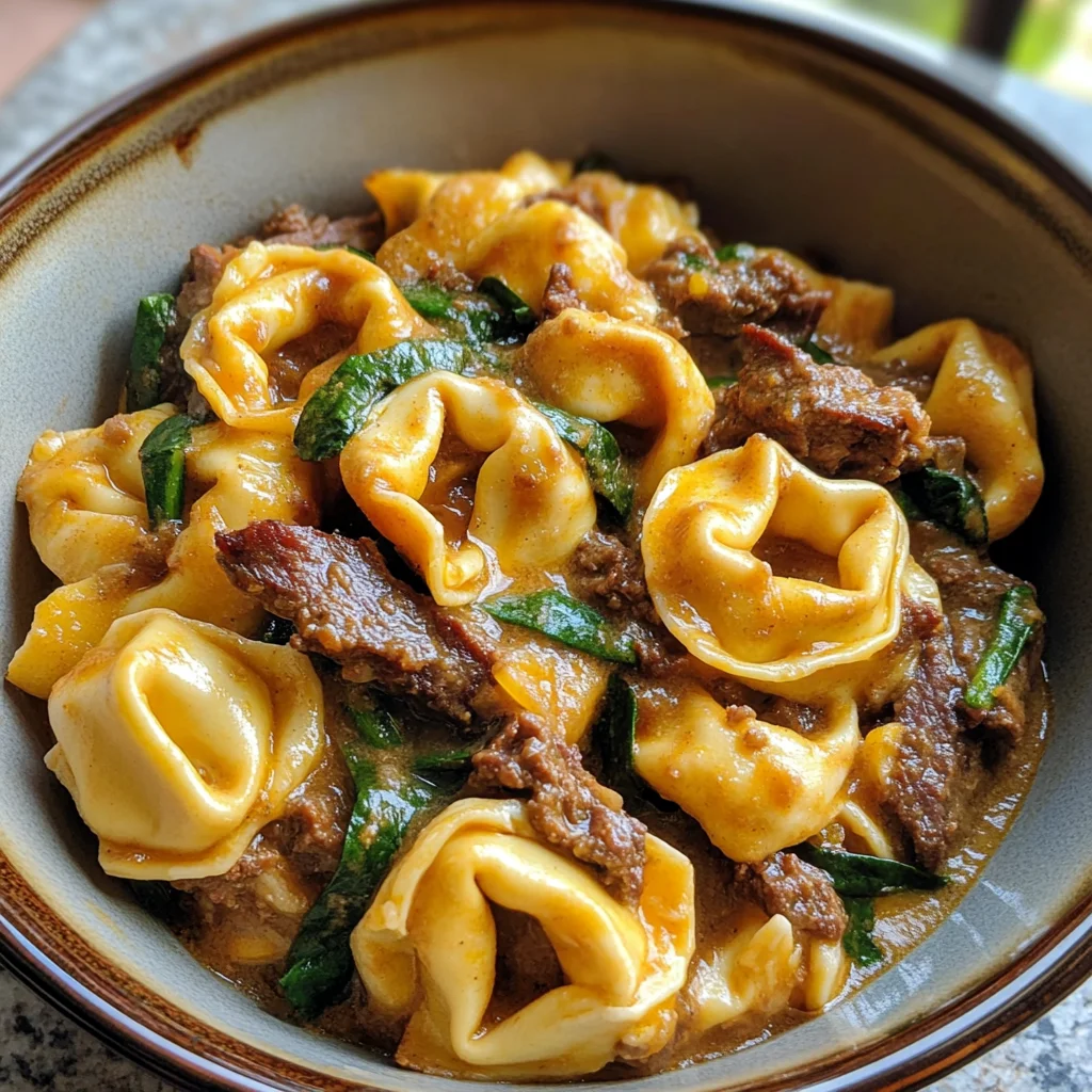 Cheesesteak Tortellini in Rich Provolone Sauce: Hearty De…