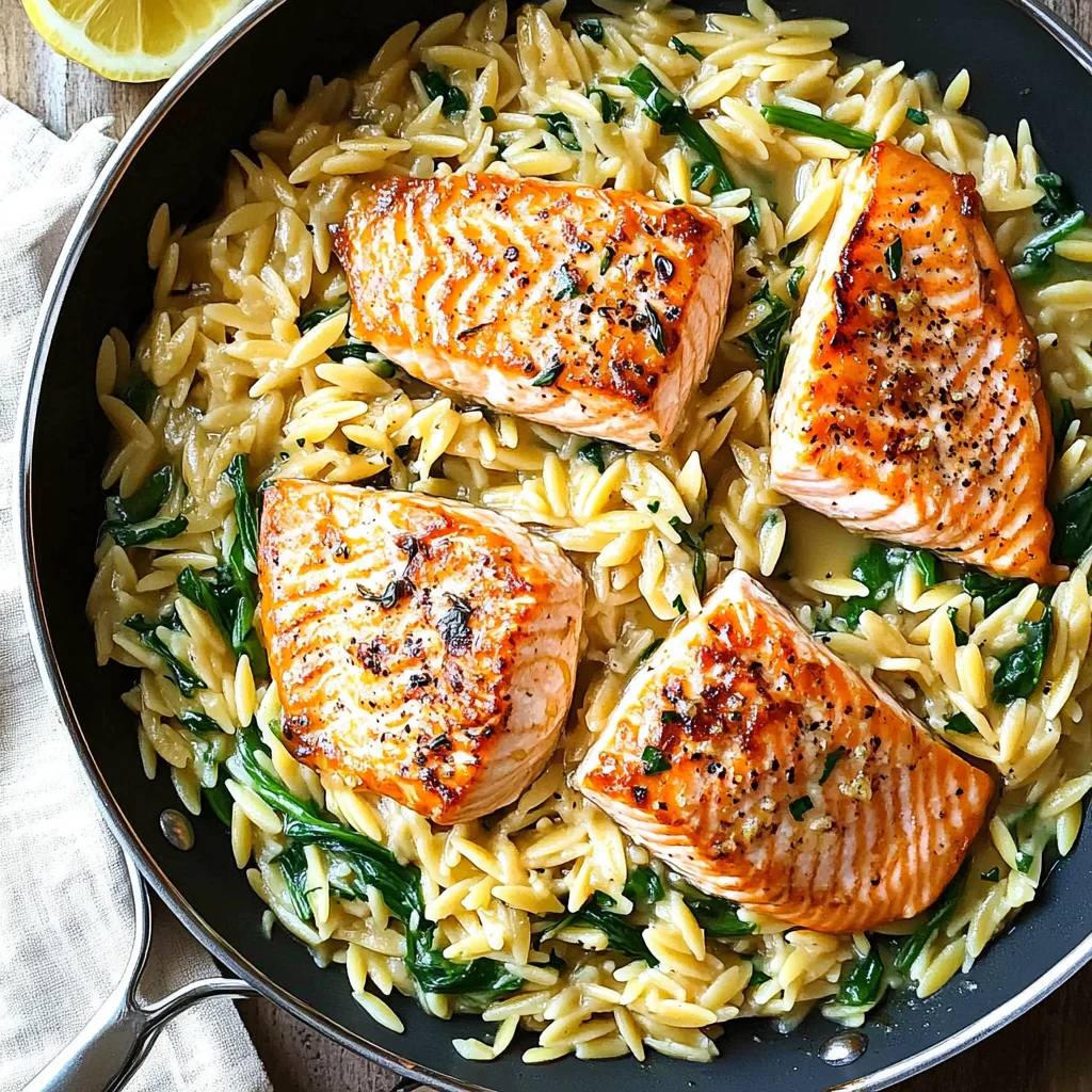 One Skillet Salmon with Lemon Orzo: Quick & Flavorful Del…
